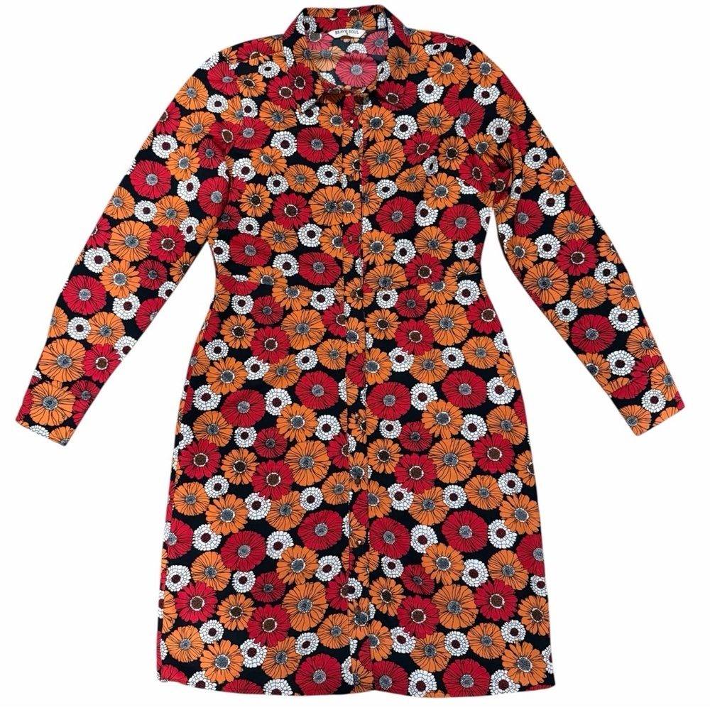 Brave Soul 70s Retro Mod Daisy Floral Mini Dress Button Front Groovy Boho S - Picture 3 of 16